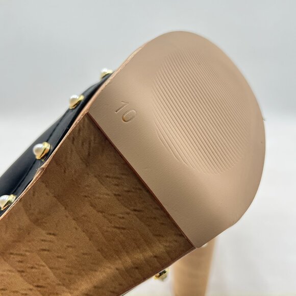 miss left Black Platform Chunky High Heel Mules Open Toe Studded Slide Sandals - Picture 6 of 8